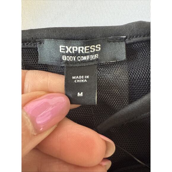 Express NWT Womens M Whimsigoth Body Contour Mesh Corset Crop Boning Square Neck - Picture 7 of 12